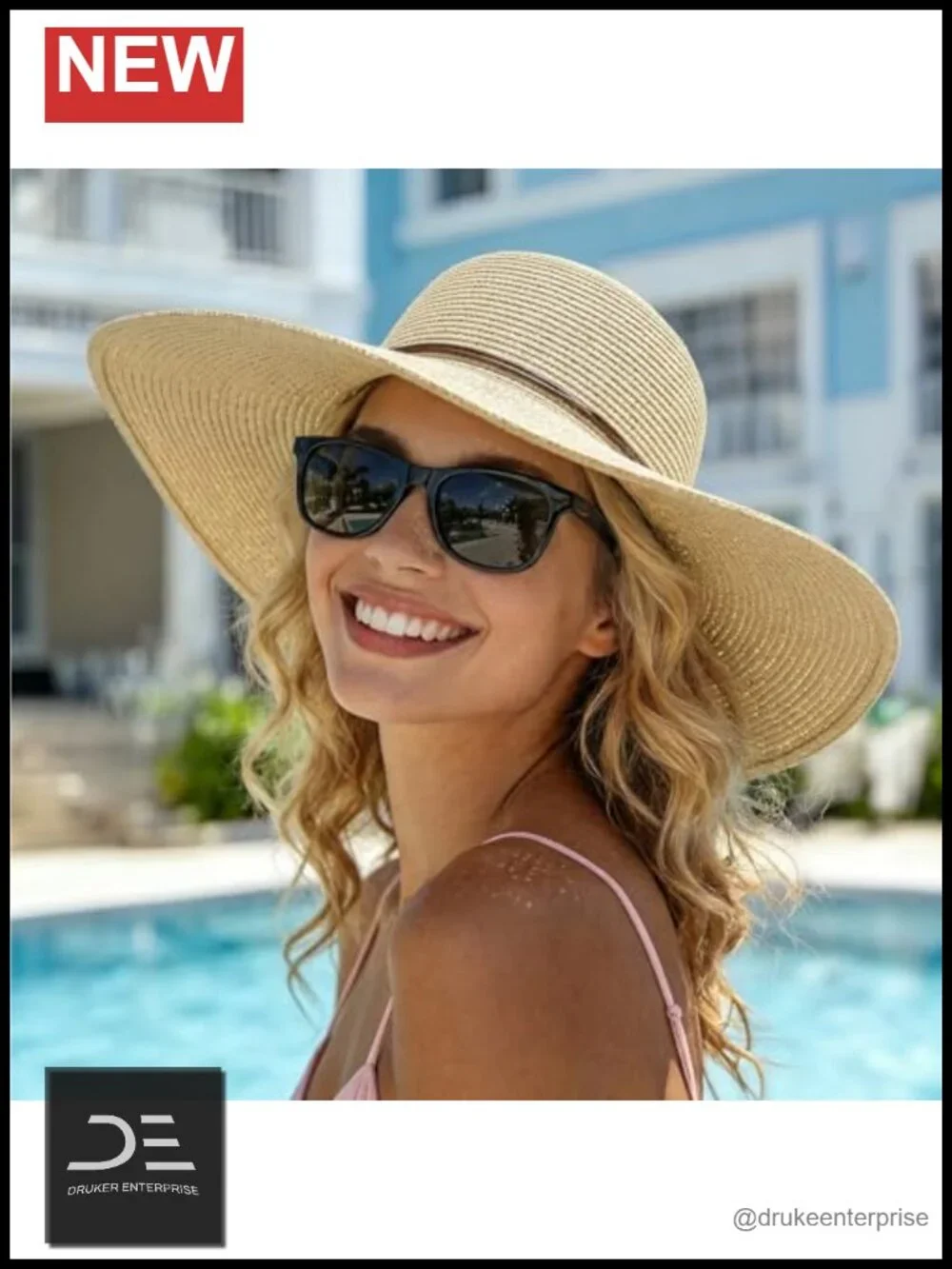 Wide Brim Sun Straw Hat UPF 50+ Foldable Travel Beach Hats